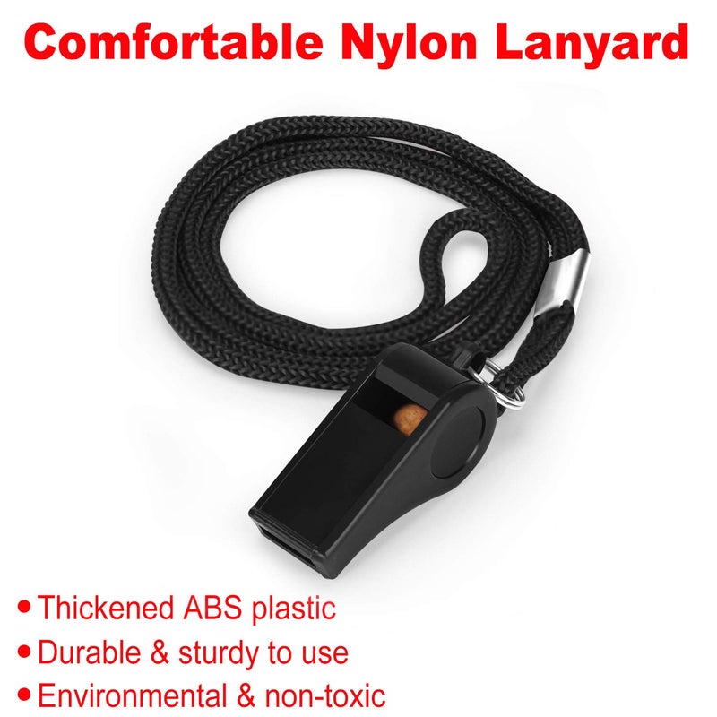 Fya Whistle, Plastic Whistle with Lanyard, Loud Clear Black Whistles Bulk Great for Coaches, Referees, and Officials - Image 3